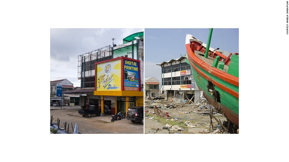 After the tsunami, this boat was washed inland and planted in the middle of a devastated Banda Aceh. Ten years on and business is buzzing again in the city.