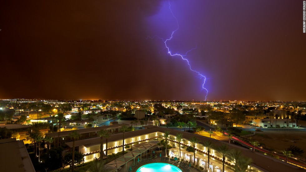 Monsoon season in the American Southwest comes with extreme heat, crackling thunder and booming lightning. Photographer &lt;a href=&quot;http://ireport.cnn.com/docs/DOC-814216&quot;&gt;Andrew Pielage&lt;/a&gt; captured this shot at exactly midnight in Scottsdale, Arizona, on July 12, 2012. 