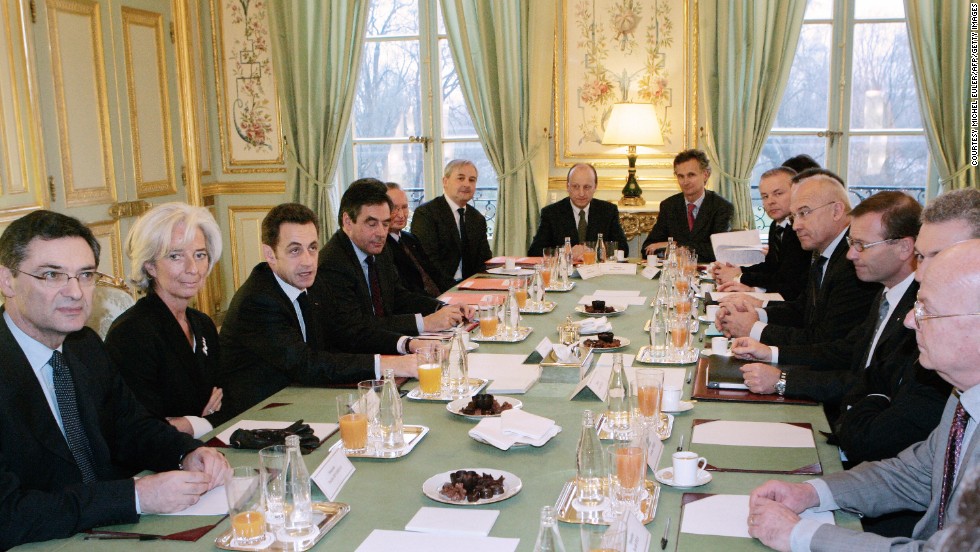 Lagarde was named the best Minister of Finance in the Eurozone in 2009, by the &lt;a href=&quot;http://www.ft.com/home/uk&quot; target=&quot;_blank&quot;&gt;Financial Times&lt;/a&gt;. &lt;br /&gt;&lt;br /&gt;Here she sits with Patrick Devedjian, French President Nicolas Sarkozy and French Prime Minister Francois Fillon to meet with French businessmen at the Elysee Palace in Paris in 2009. 
