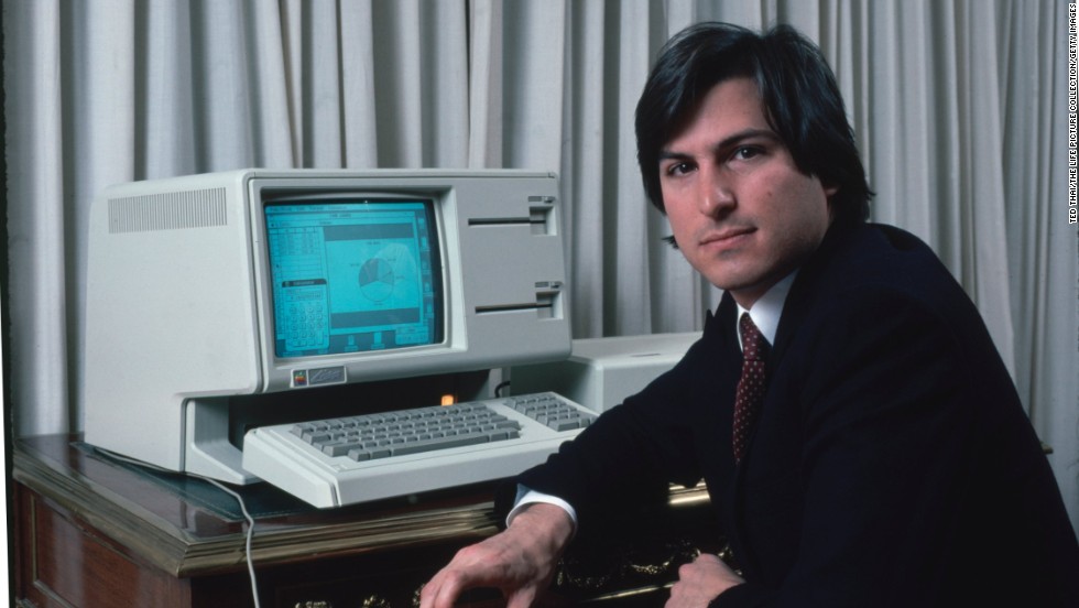Steve Jobs with a new LISA computer during a press preview in 1983. Baby boomers like to claim this visionary for their own.