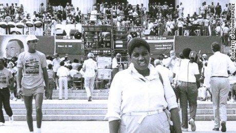 Donna Brazile at the 20th anniversary of the March on Washington in 1983, which she helped organize. 