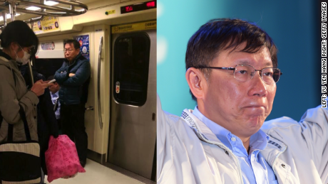 In this viral photo (left) posted to Facebook by Yu Yen Huang, Taipei&#39;s new mayor Ko Wen-je is seen standing alone aboard a subway train. &quot;It&#39;s definitely unusual for a politician to do like this,&quot; Yu told CNN. &quot;Normally they go out with luxury cars, several body guards.&quot;