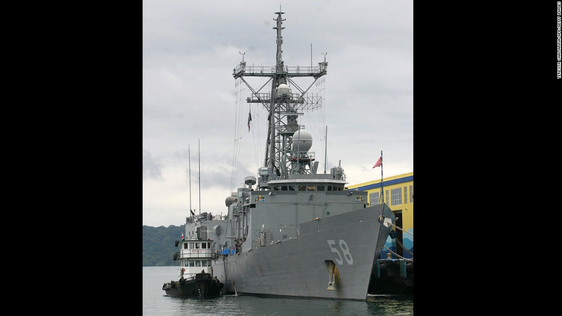 The Perry-class frigate USS Samuel B. Roberts, shown here in Panama in 2005, was struck by an Iranian mine in the Persian Gulf in 1988.