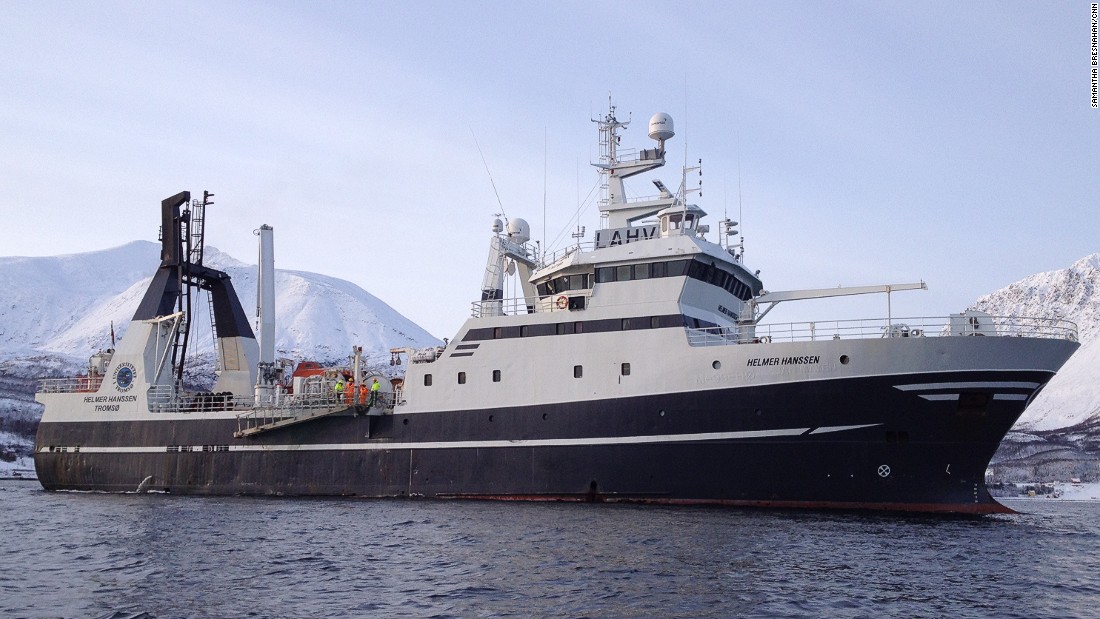 The vessel &quot;Helmer Hanssen&quot; on the Arctic waters of the Lyngen Fjord, northern Norway. Its mission: To discover unknown bacteria that might provide new antibiotics.