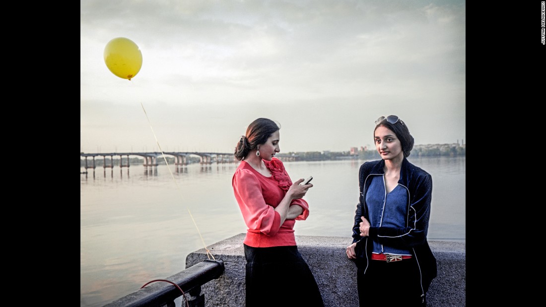 Sisters stroll along the Dnieper River. &lt;br /&gt;