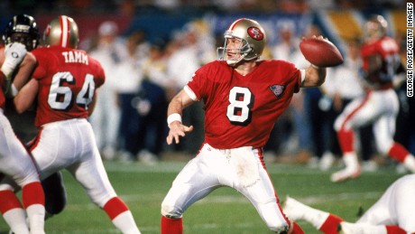 Legendary San Francisco 49ers quarterback Steve Young plays in Super Bowl XXIX in 1995 in Miami. The 49ers won 49-26.