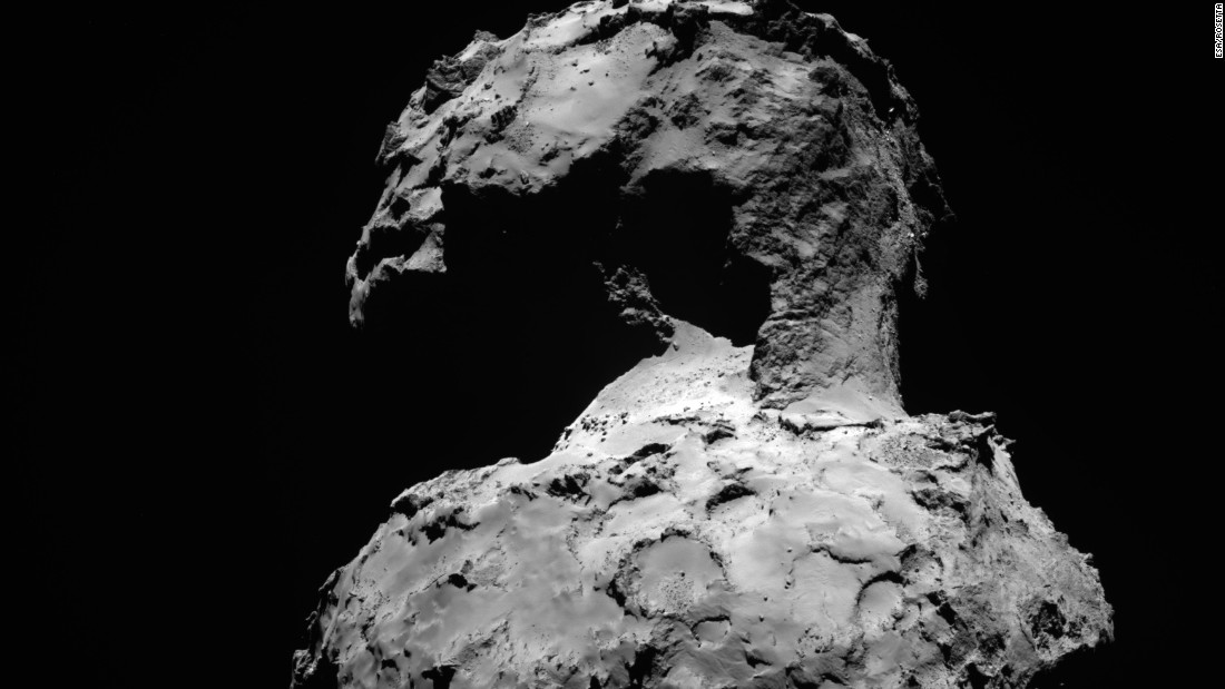 Rosetta snapped this wide-angle view of Comet 67P/Churyumov-Gerasimenko in September 2014. Rosetta was about 107 million miles (172 million kilometers) from Earth and about 92 million miles (148 million kilometers) from the sun when the photo was released.