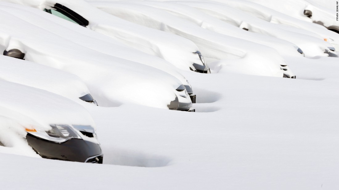 Cars in Norwood, Massachusetts, sit buried by snow drifts on January 28. The first blizzard of 2015 dumped nearly 3 feet of snow in parts of four Northeastern states. Massachusetts was hit the hardest.