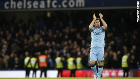 Former Chelsea player Frank Lampard was a late substitute for Manchester City. 