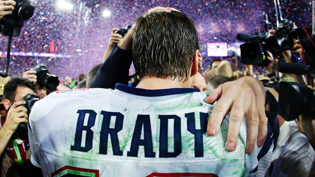 Brady was named the game&#39;s Most Valuable Player after throwing for 328 yards and four touchdowns.