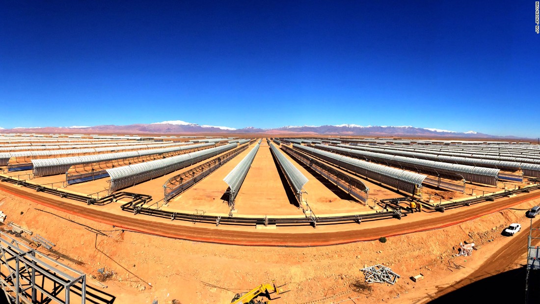 Morocco&#39;s Noor 1 solar plant outside Ouarzazate is among the nation&#39;s cutting edge renewable energy projects. When it is completed in 2018 it will produce enough clean energy to power one million homes.