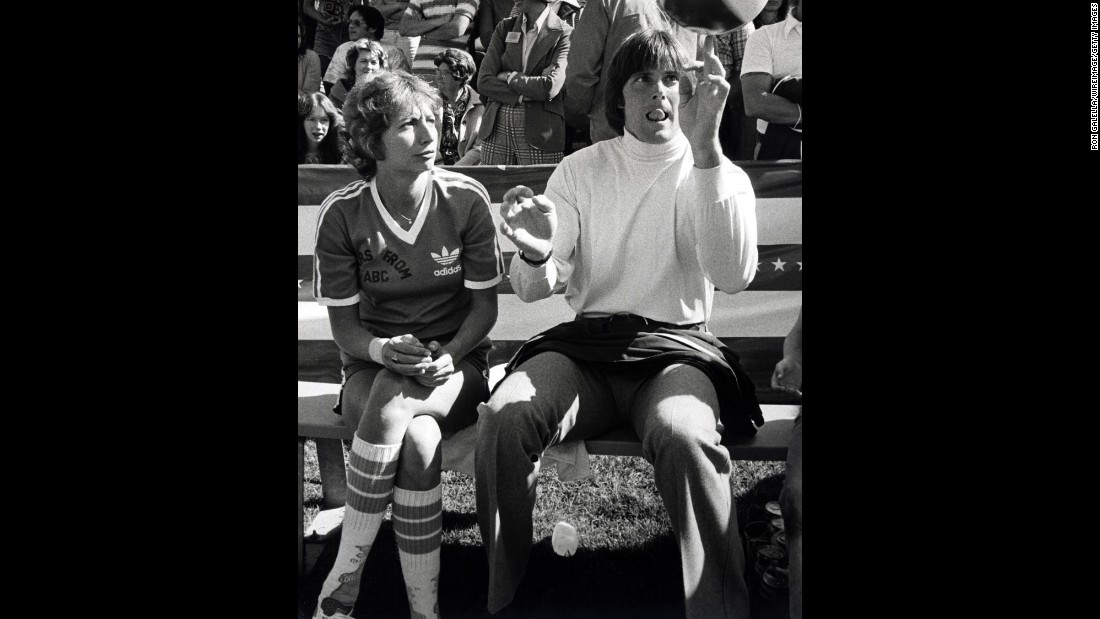 Jenner quickly found work in television. Here, Penny Marshall and Jenner take part in a taping of the &quot;Battle of the Network Stars&quot; TV show on February 5, 1977.
