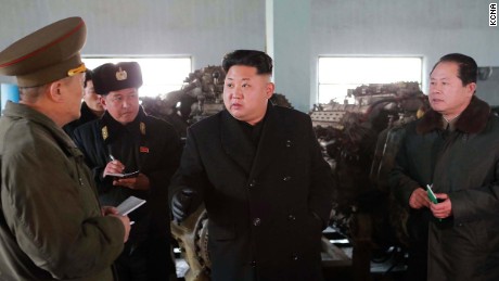 This undated picture from North Korea&#39;s state media on February 8, 2015 shows North Korean leader Kim Jong Un  inspecting the October 3 Dockyard under Korean People&#39;s Army Navy Unit 597 at undisclosed place in North Korea.
