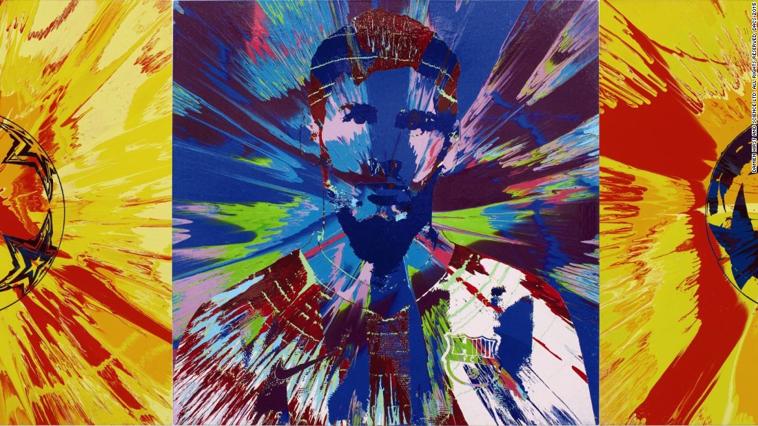 The auction is was held at Sotheby&#39;s in London on Thursday and also featured this Messi-inspired piece by British art icon Damien Hirst -- which fetched $562,000. In total, the auction raised $3.8 million.