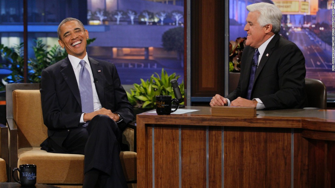 Jay Leno interviews Obama on &quot;The Tonight Show&quot; in August 2013.