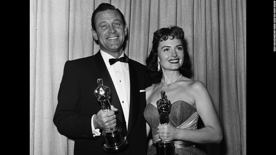 &lt;strong&gt;William Holden (1954):&lt;/strong&gt; William Holden celebrates his best actor win for &quot;Stalag 17&quot; with best supporting actress winner Donna Reed at the Oscar ceremony in 1954. It was the actor's second nomination; his first was for Billy Wilder's 1950 classic &quot;Sunset Boulevard.&quot;