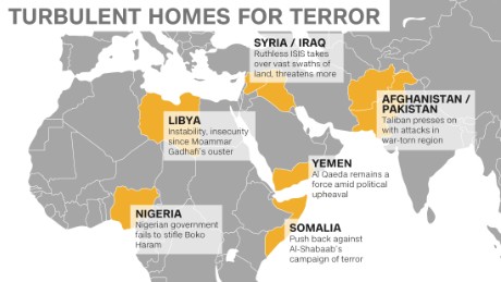 Turbulent Nations On Frontlines Of Terror Fight CNN   150217125509 Map Turbulent Nations Terror Fight Large 169 