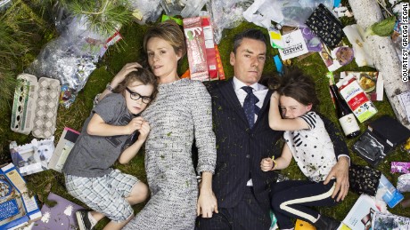 Celebrity wardrobe stylist Miles Siggins and his family had the most stylist garbage display in their 7 Days of Garbage photo.
