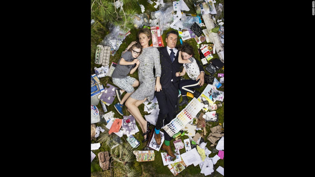 Celebrity wardrobe stylist Miles Siggins and his family had the most stylish garbage display in their &quot;7 Days of Garbage&quot; photo.