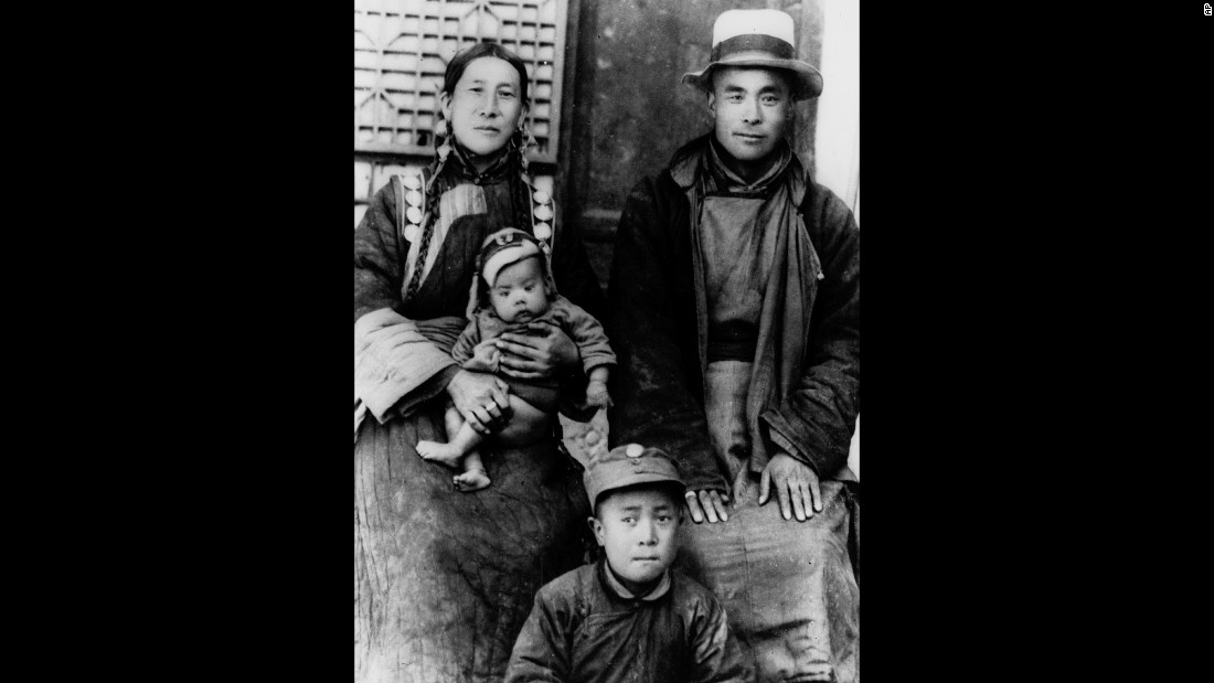 His parents were peasant farmers, pictured here with two of their other sons. In 1938, the future Dalai Lama was taken to the Kumbum monastery after he was found by a delegation of monks and correctly identified several objects that belonged to the previous Dalai Lama.