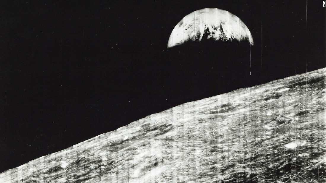 The first view of the Earth from the moon was taken by a spacecraft on August 23, 1966. It is a sight that has only ever been seen by the later Apollo astronauts as they came around the far side of the moon.