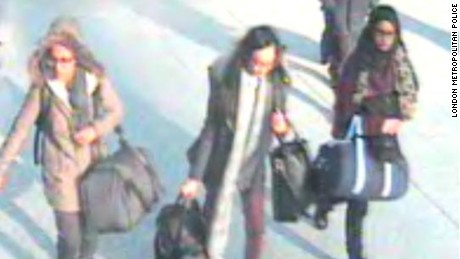 UK police appealed for help Friday, Feb. 20, 2015, to find three teenage girls who are missing from their homes in London and are believed to be making their way to Syria.
The girls, two of them 15 and one 16, have not been seen since Tuesday, Feb. 17, 2015, when, police say, they took a flight to Istanbul. One has been named as Shamima Begum, 15, who may be traveling under the name of 17-year-old Aklima Begum, and a second as Kadiza Sultana, 16. The third girl is identified as Amira Abase, 15.
