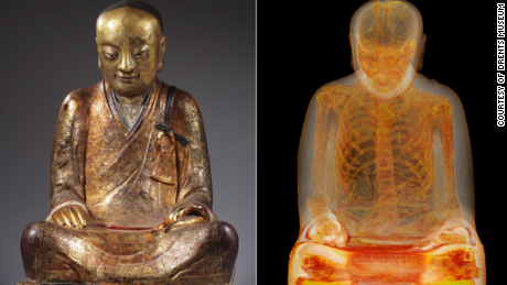 Mummified monk found in ancient statue