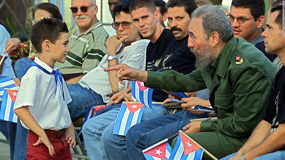 In July 2001, Castro talks with Elian Gonzalez, the young boy who was the focus of a bitter international custody dispute a couple of years earlier.