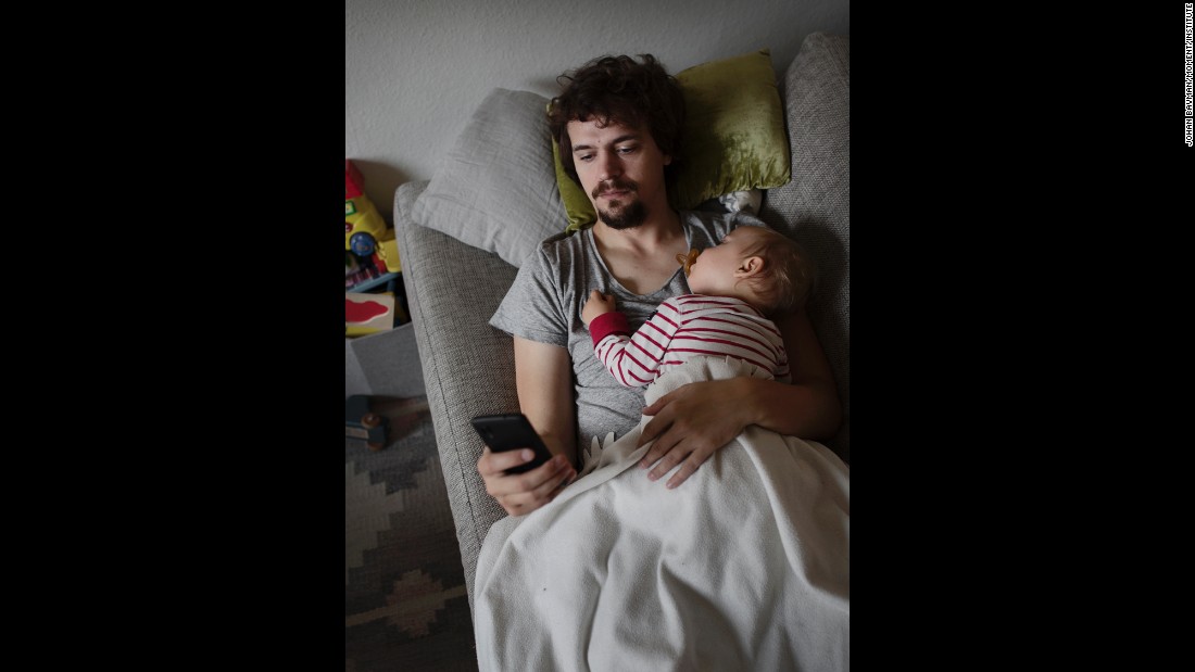 Magnus Bjerhag, 37, rests with his new child. &quot;I believe it&#39;s easier to be home with a child in this kind of neighborhood that we live in. Almost all the fathers are home with their children,&quot; he told Bavman. &quot;Apart from that, I work in an industry and in a company that is quite young and supportive, with a lot of female managers.&quot;