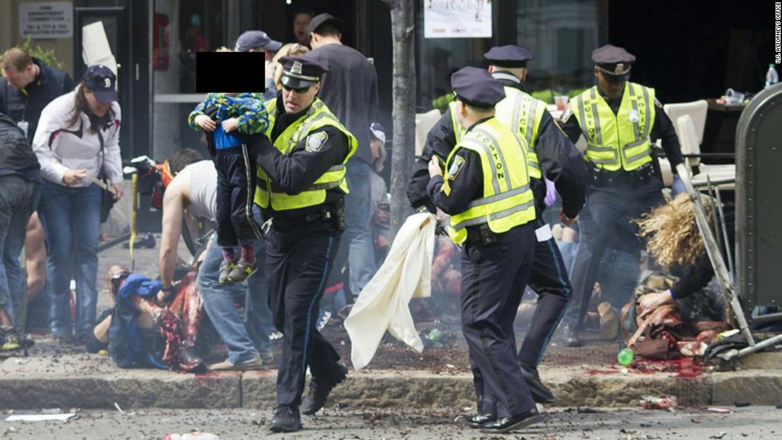 Mayhem along Boylston Street.