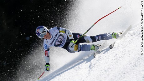 Vonn in action during her Super-G win at Garmisch-Partenkirchen.