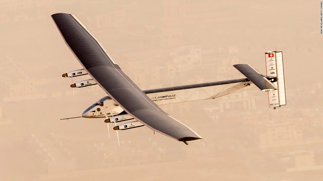 The plane takes off from Abu Dhabi, United Arab Emirates, on Monday, March 9. Its flight to Oman was the first leg of its round-the-world flight.