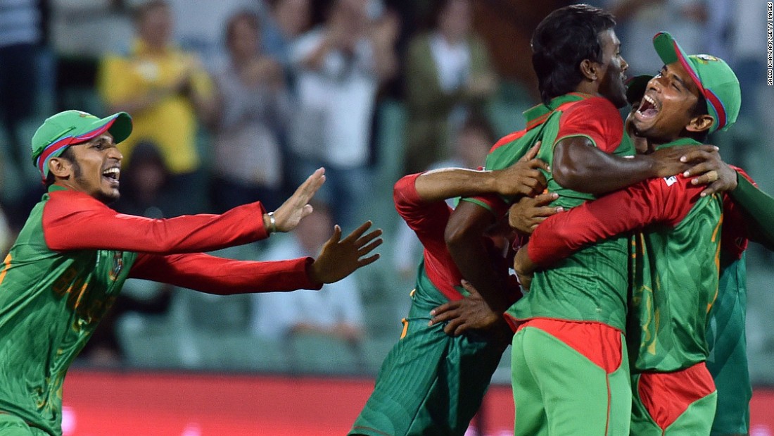 The final wicket sparked wild scenes of celebration as Bangladesh confirmed its place in the last eight of the competition.
