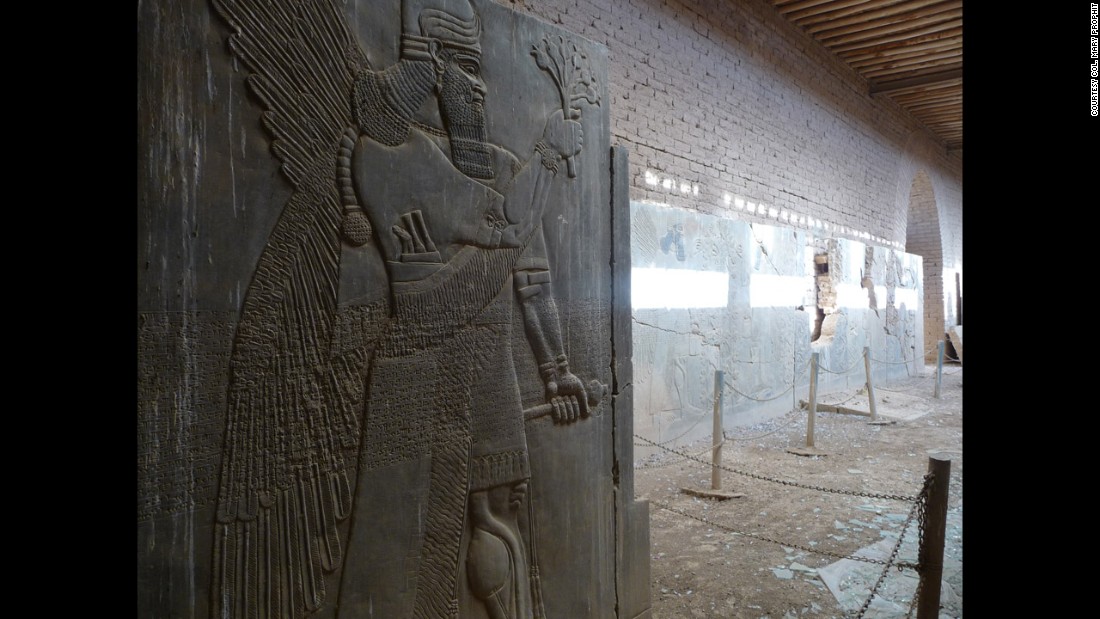 Bas-relief panels from the Palace of Ashurnasirpal II are seen in Nimrud in 2009.