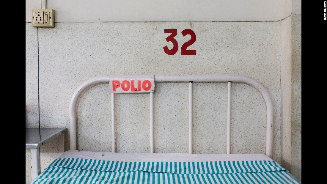 An empty bed in the polio ward of St. Stephen&#39;s Hospital in New Delhi. The ward used to be filled with patients, but it was announced last year that the disease had been eradicated in the country.