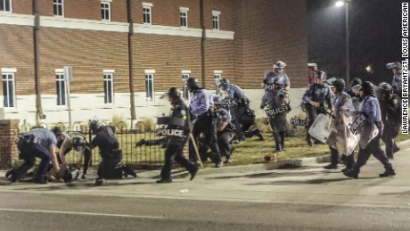 Two police officers were shot during protests outside the Ferguson police department early Thursday, March 12, just hours after the city&#39;s police chief resigned. 