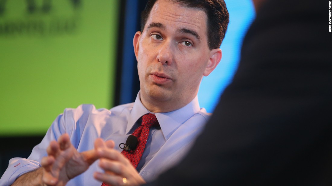 Walker fields questions from Bruce Rastetter at the Iowa Agriculture Summit on March 7, 2015 in Des Moines, Iowa. 