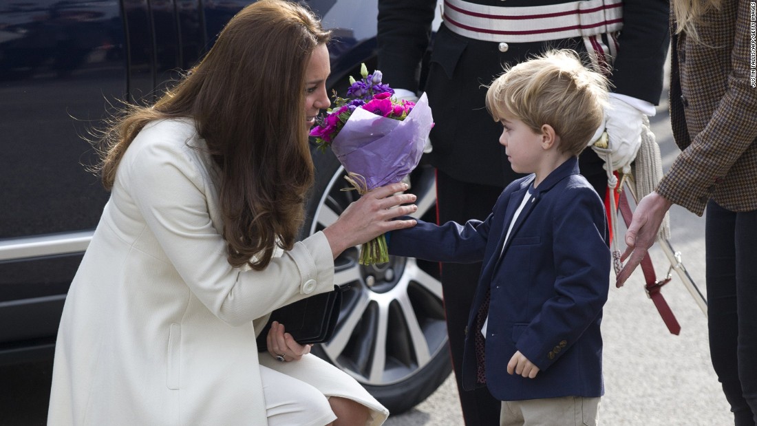 Catherine receives flowers from young actor Zac Barker.