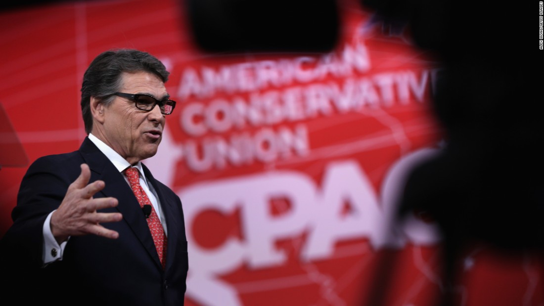 Former Texas Governor Rick Perry addresses the 42nd annual Conservative Political Action Conference (CPAC) February 27 in National Harbor, Maryland.
