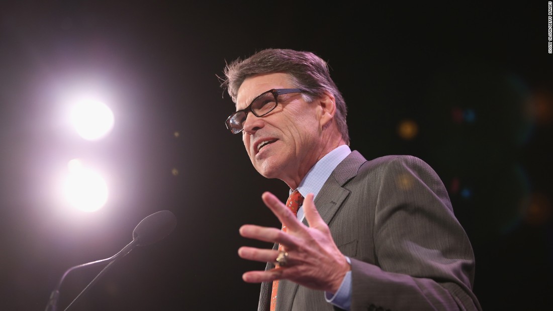 Former Texas Governor Rick Perry speaks to guests at the Iowa Freedom Summit on January 24 in Des Moines, Iowa. The summit is hosting a group of potential 2016 Republican presidential candidates to discuss core conservative principles ahead of the January 2016 Iowa Caucuses. 