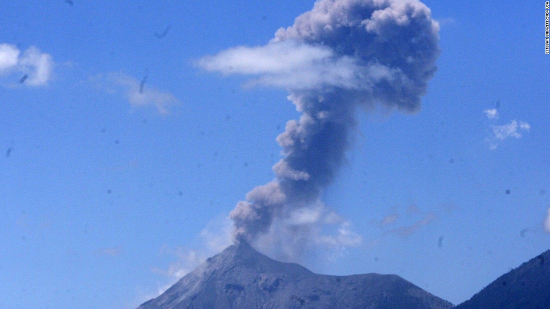 The Fuego volcano spews a cloud of ash west of Guatemala City, Guatemala, in March 2015.