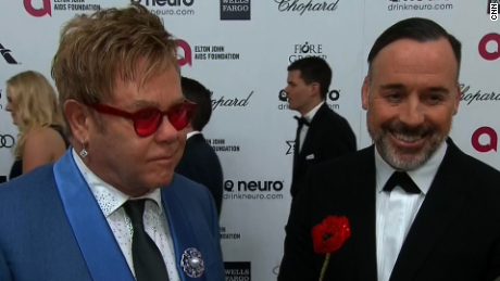 Elton John with partner David Furnish, February 22, 2015