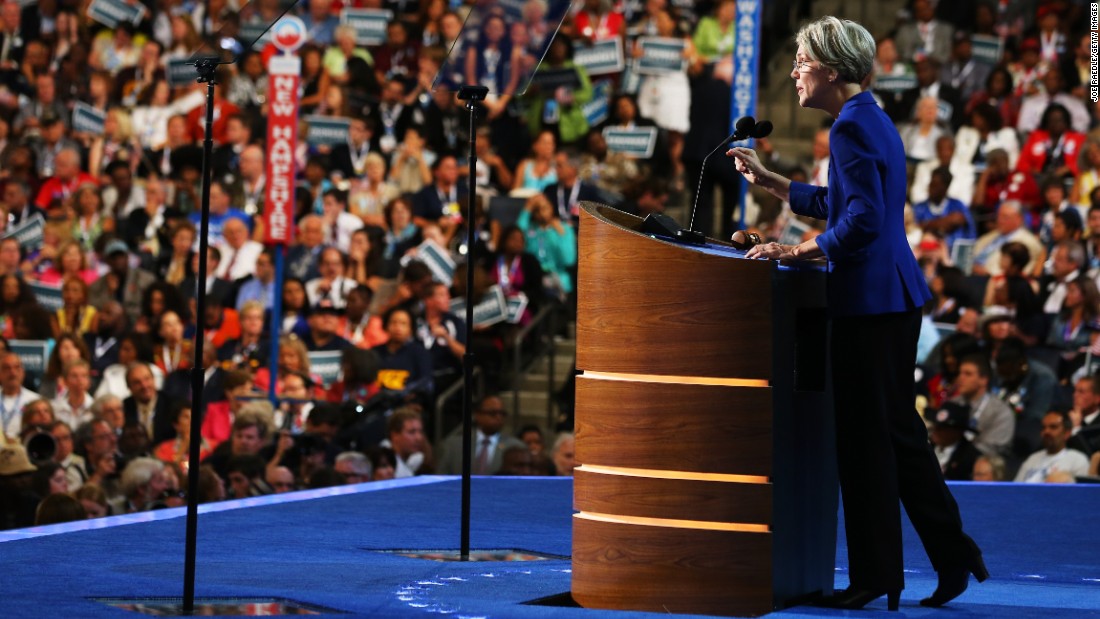Then-Massachusetts Senatorial candidate Warren speaks at the Democratic National Convention on September 5, 2012, in Charlotte, North Carolina.