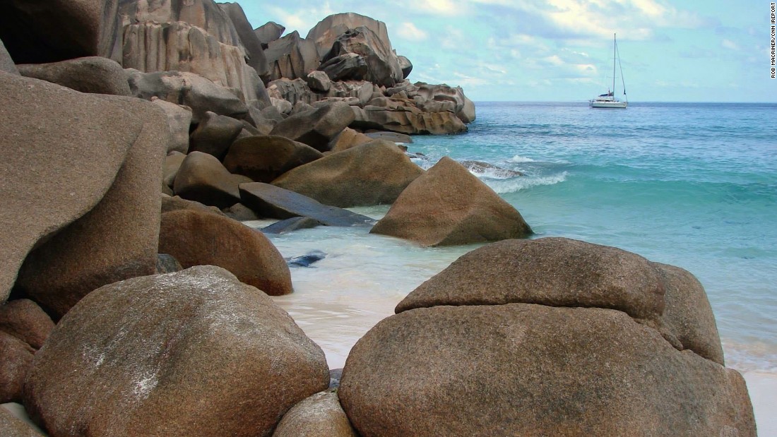 Made up of about 115 islands in the western Indian Ocean, the Seychelles are fascinating to geologists because some of the islands are composed of granite rock. &quot;Those polished granite rocks are what give these islands that unique look,&quot; said iReporter &lt;a href=&quot;http://ireport.cnn.com/docs/DOC-1222462&quot;&gt;Rob MacRiner&lt;/a&gt;. The sailboat MacRiner was skippering is anchored in the distance. 