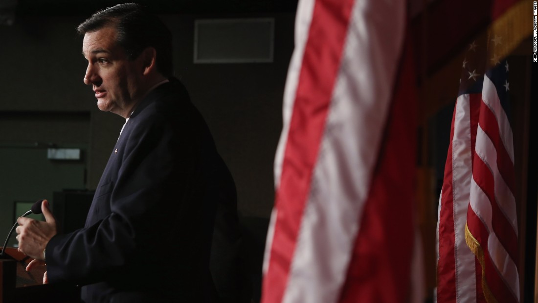 Cruz holds a news conference to announce the plan to defund Obamacare on March 13, 2013.