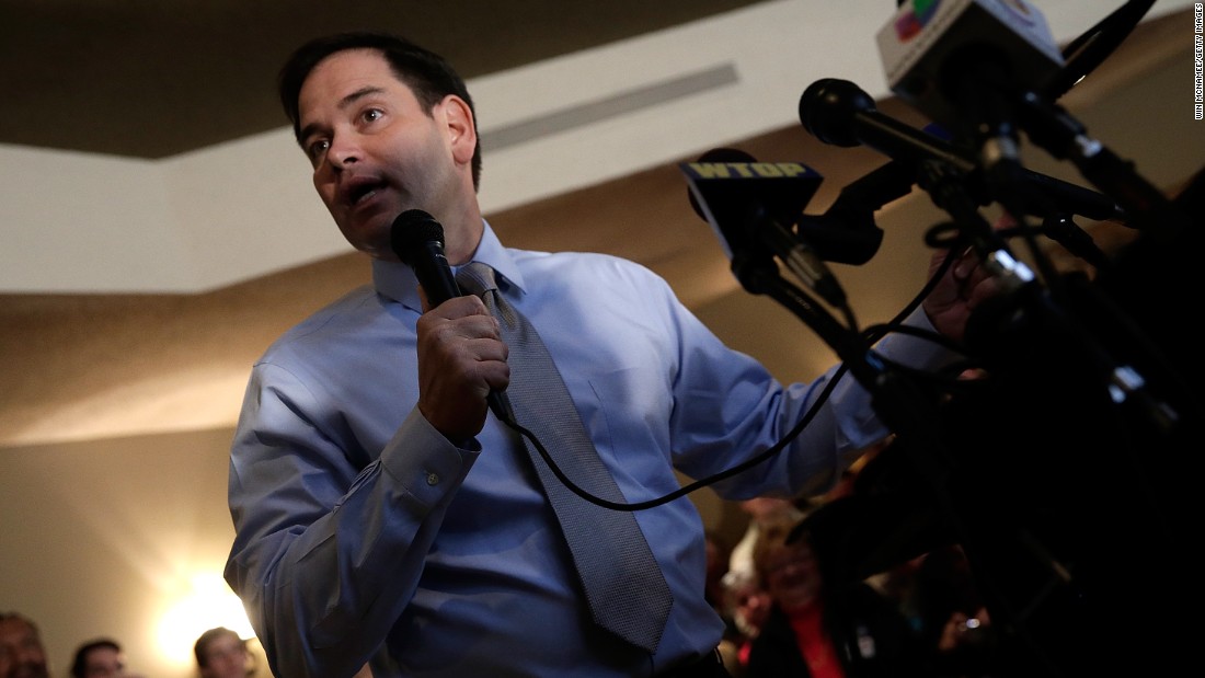 Rubio speaks in November 2013 during a campaign stop for Virginia Attorney General Ken Cuccinelli, the Republican candidate for governor of Virginia.