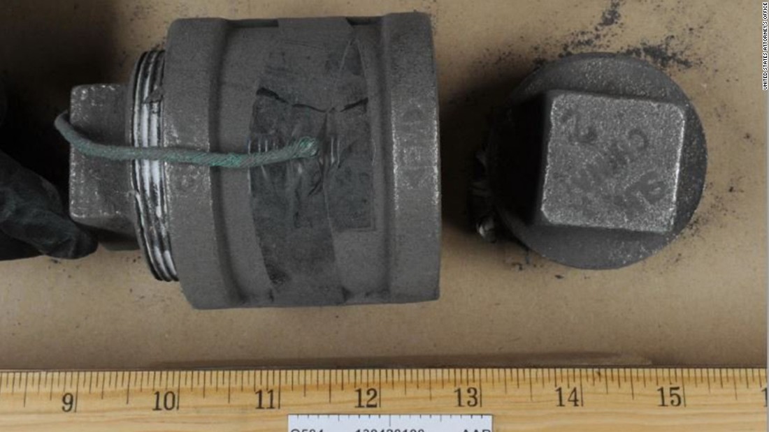 This unexploded pipe bomb was found at the scene of the shootout between police and the Tsarnaev brothers in Watertown.