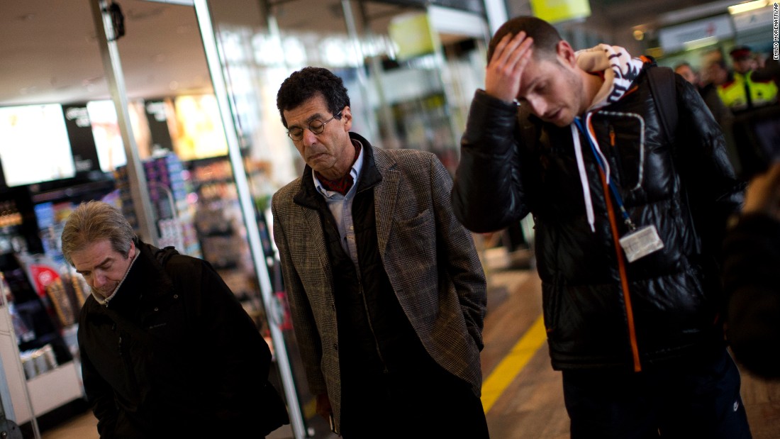 Relatives of people involved in the crash arrive at the Barcelona airport on March 24.