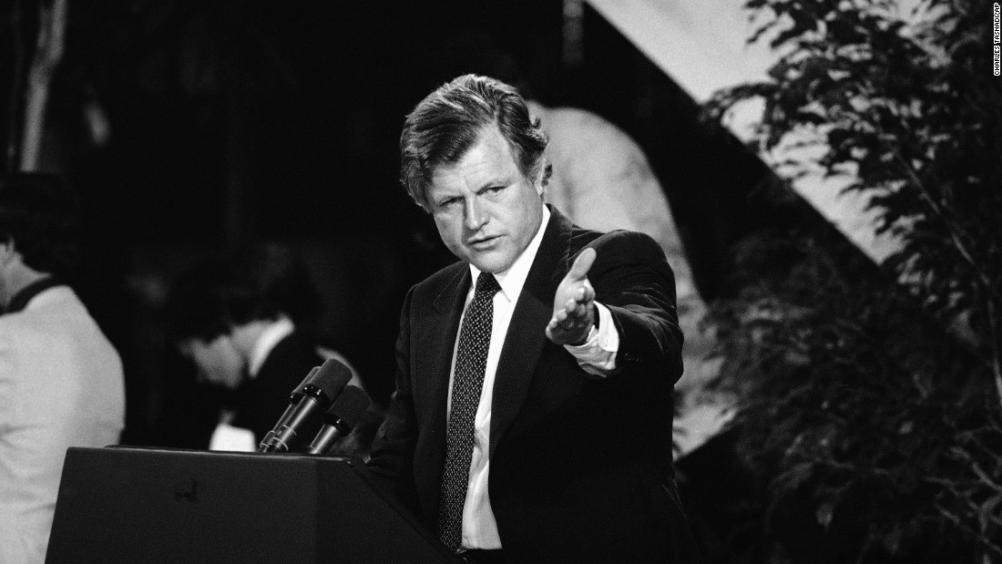 Democratic Sen. Ted Kennedy speaks at an ERA fundraising dinner in Washington in 1980. Kennedy spent more than three decades as a champion for the amendment in Congress.