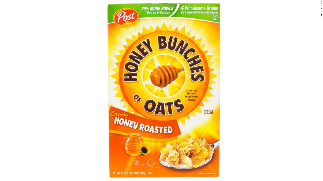 Honey Bunches of Oats, like Cheerios, have 3 grams of fiber per serving.